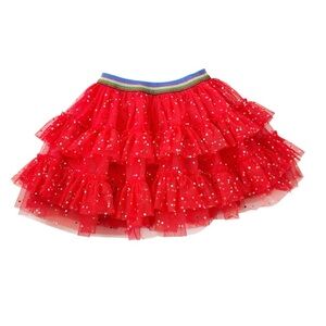 NWT Nordstrom Truly Me Pixie Fairy Glitter Dotted Tulle Tutu Skirt Red Size 4
